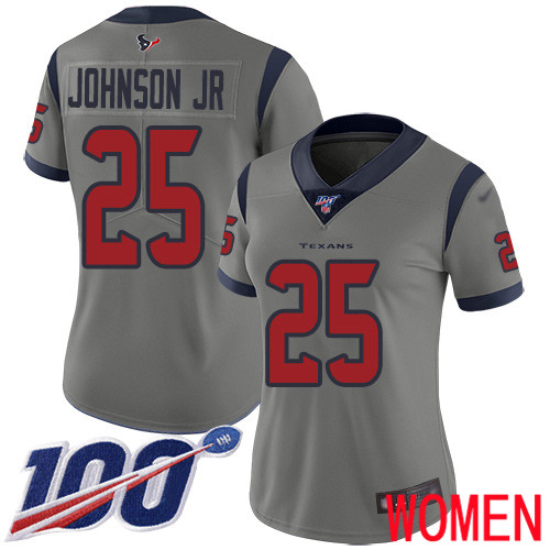 Houston Texans Limited Gray Women Duke Johnson Jr Jersey NFL Football #25 100th Season Inverted Legend